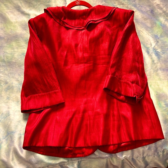 Never worn Bright red, raw silk look Jacket. - Picture 3 of 6